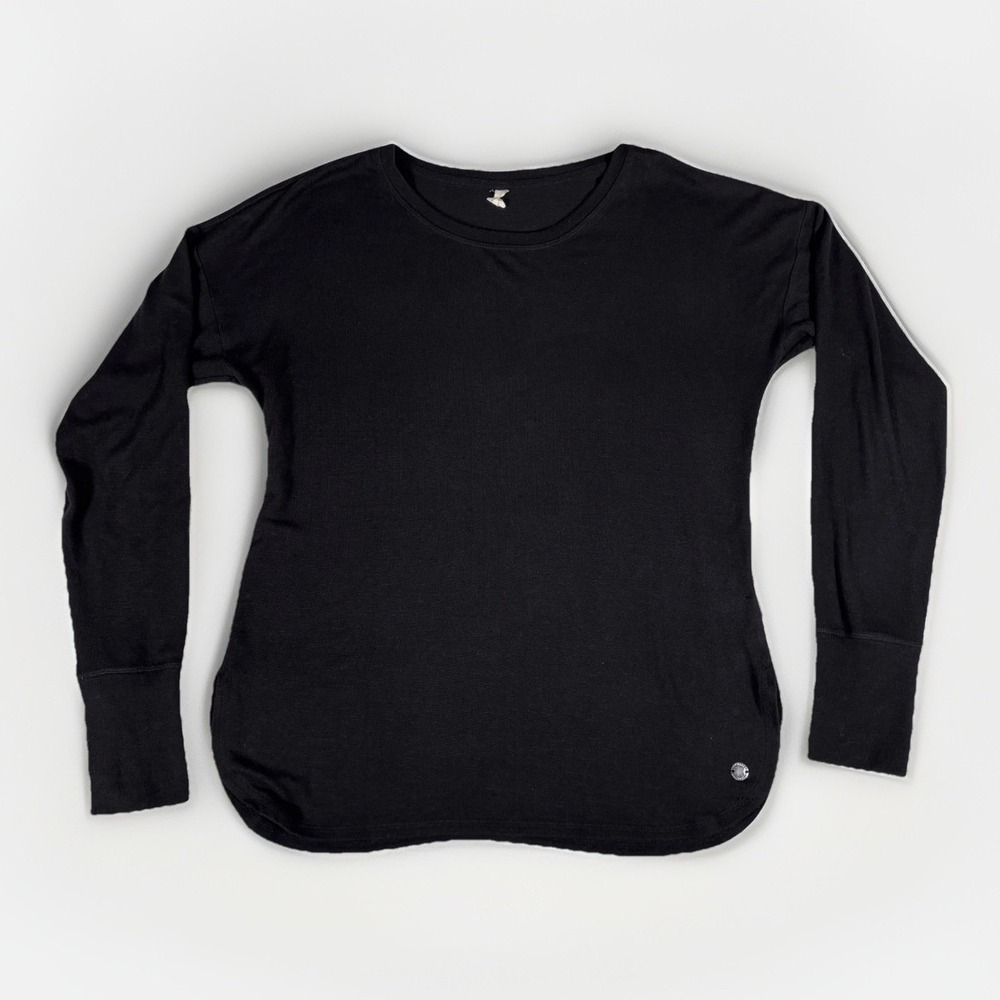 Ideology Long Sleeve Top Womens Medium Black Thumbhole Athleisure Activewear